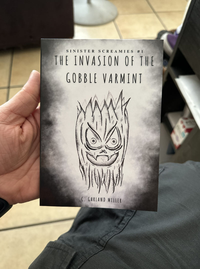 The front cover of the paperback version of the chapter book Invasion of the Gobble Varmint by C. Garland Miller.